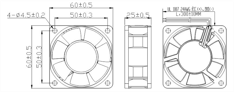 24v直流風(fēng)扇6025安裝尺寸圖