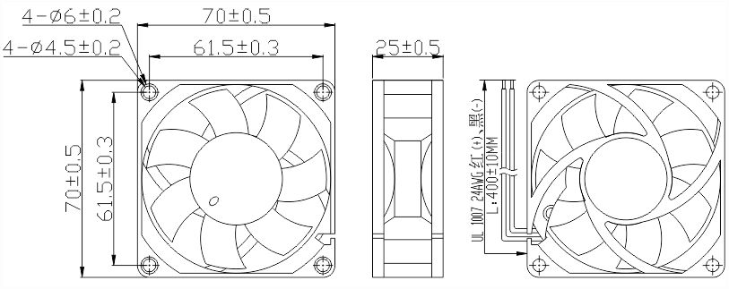 24v直流風(fēng)扇7025安裝尺寸圖